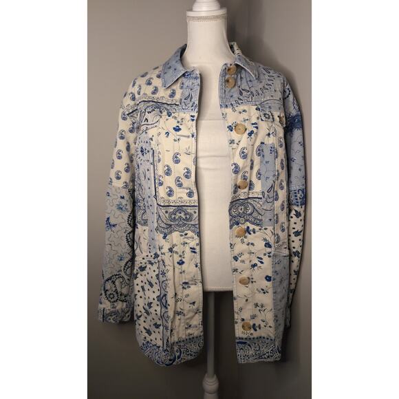 Etro Milan paisley denim bandana southwestern patchwork print jacket 48 Italy - Picture 11 of 13